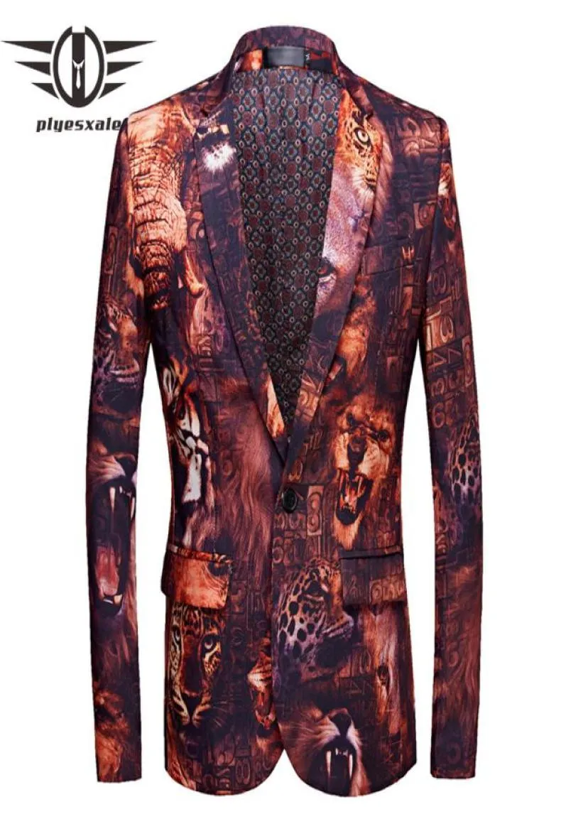 Plyesxale marka men blezer kurtka Slim Fit 3D Tiger Lion Mens Drukowane Blazer Nowe projekty Men039s Blazers Costume Homme Q44545173