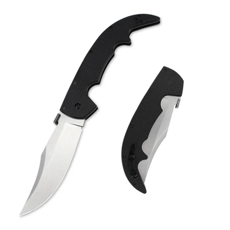 Duże przetrwanie Składanie noża AUS-10A Stone Wash / Black Blade G10 Rękołaj