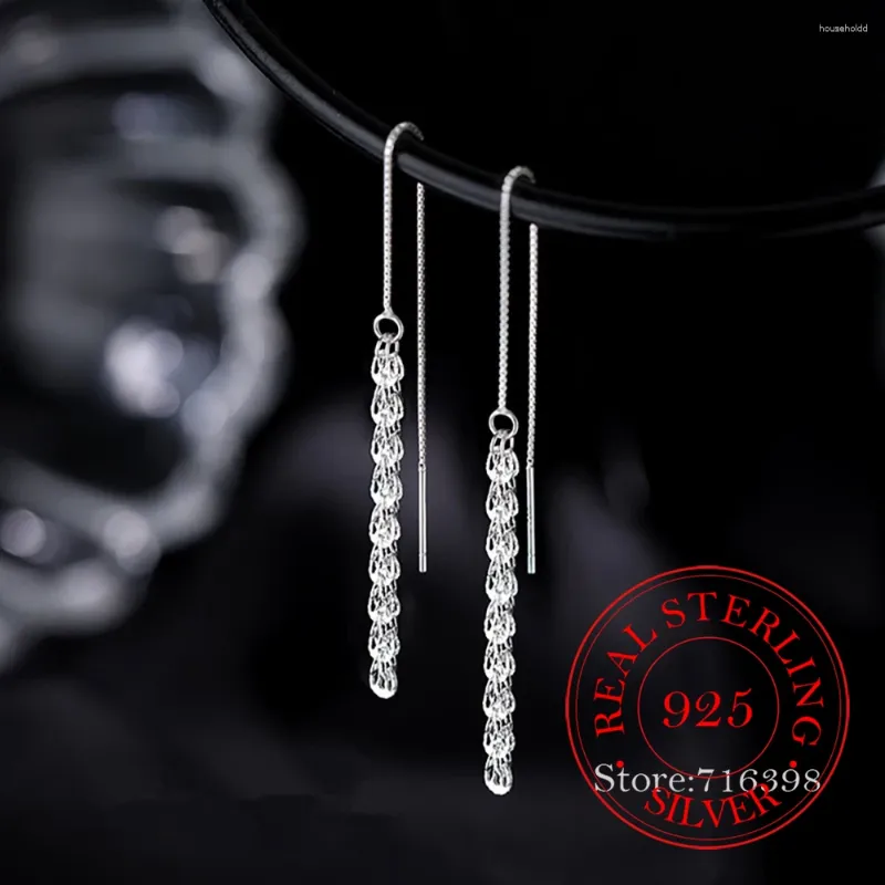 Baumeln Ohrringe Echt 925 Sterling Silber Quaste Lange Tropfen Ohrring Für Frauen Luxus Piercing Schmuck frauen Hochzeit Party Pendient