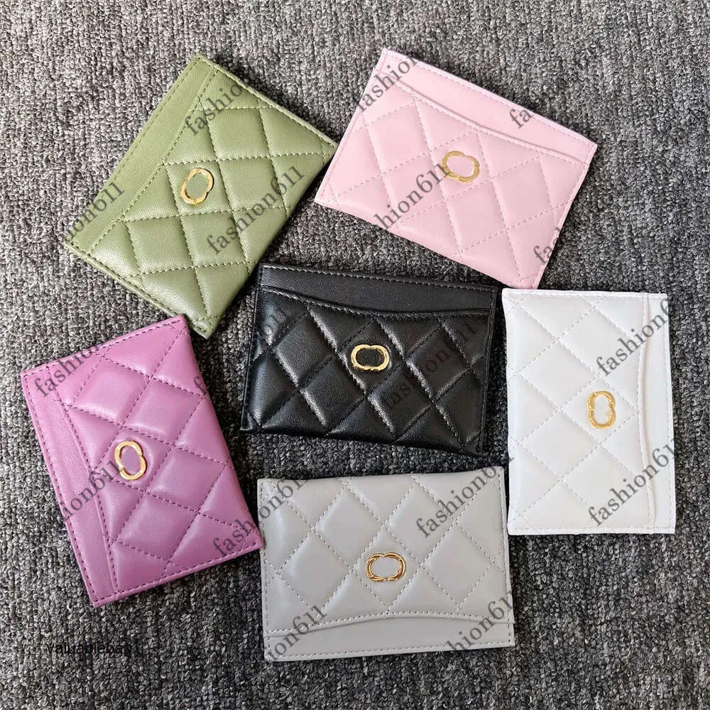 12 Colors Card Holders Wallets C Double Cardholder Ambskin Caviar Credit Card Slots Womens Mans Leather Coin Purses Lady Mini Key Pouch Gift Bag