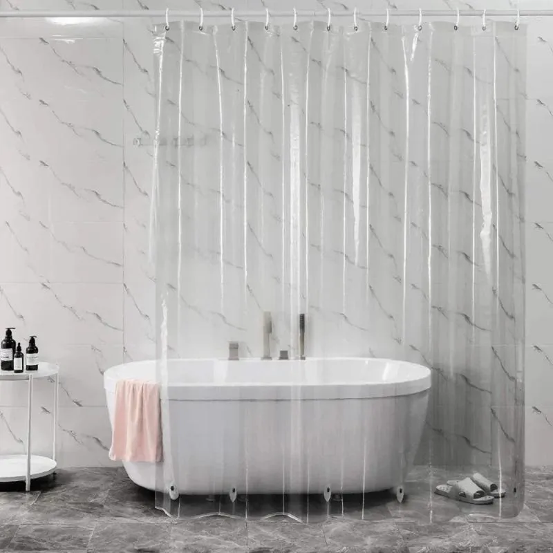 Rideaux de douche Rideau transparent imperméable en plastique blanc doublure de bain transparent / rose salle de bain moisissure PEVA maison luxe avec crochets