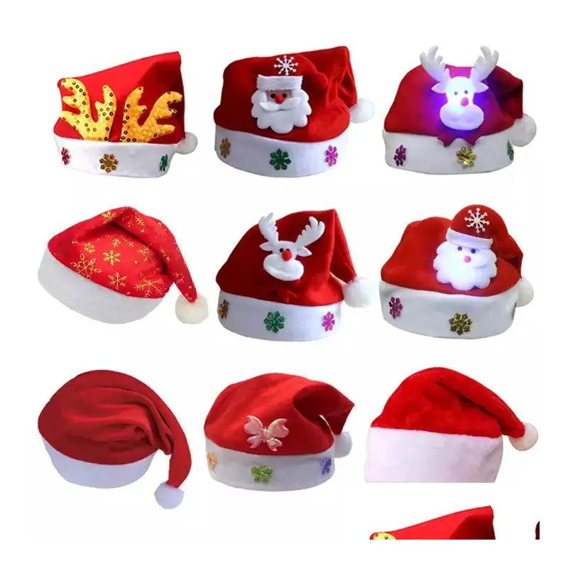 Party Hats Christmas Hats LED Lighted Festivals Party Cap Decorations Mtiple Choices At Home or Outdoors Drop Delivery Home Garden Fes Dhldf