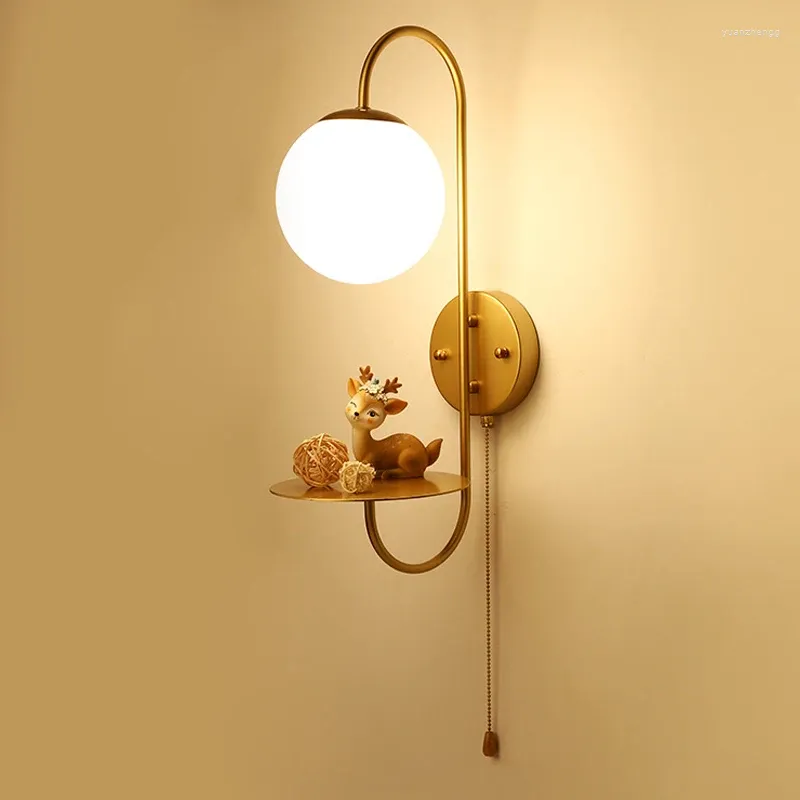 Duvar lambaları Modern Cam Lamba Nordic Altın Demir Aydınlatma Sconce Işık Armatürleri Banyo Yatak Odası Led Ayna Işıkları Ev Dekor