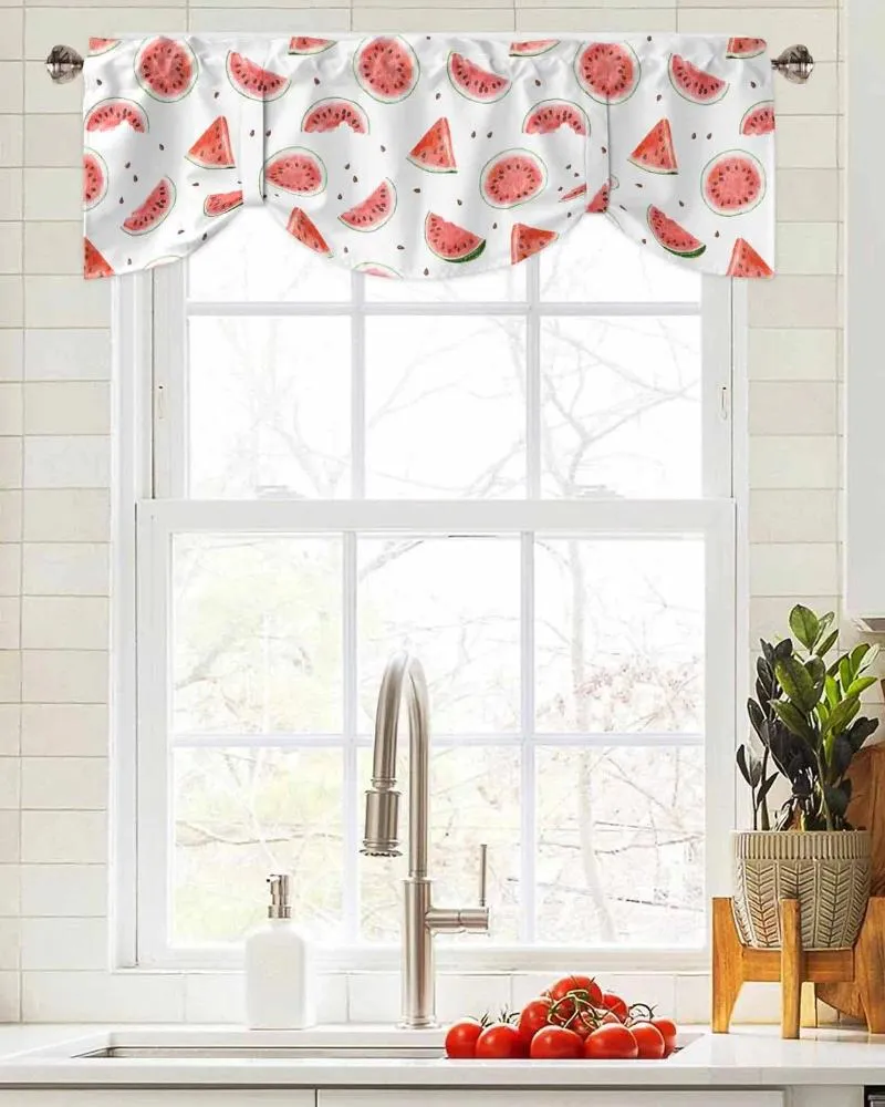 Занавеска летняя арбузная акварельная текстура короткое окно регулируемая подвязка для гостиной кухонные шторы