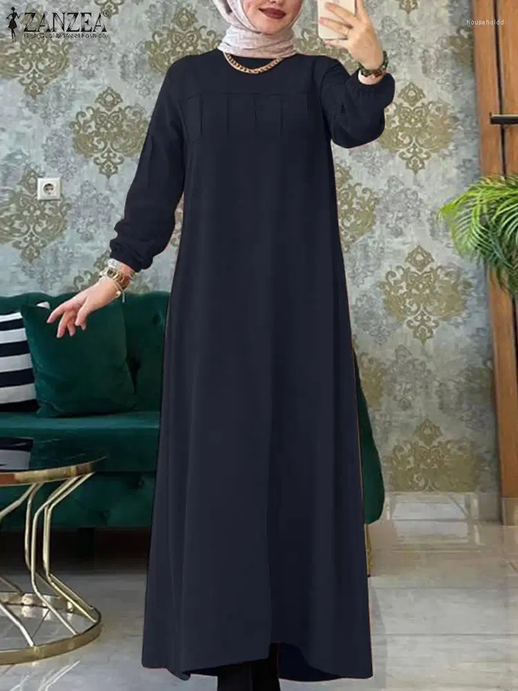 Roupas étnicas Zanzea Primavera Mulheres Muçulmanas Maxi Sundress Robe Femme Abaya Hijab Kaftan Vestido Islâmico Eid Mubarek Ramadan Vestido Longo