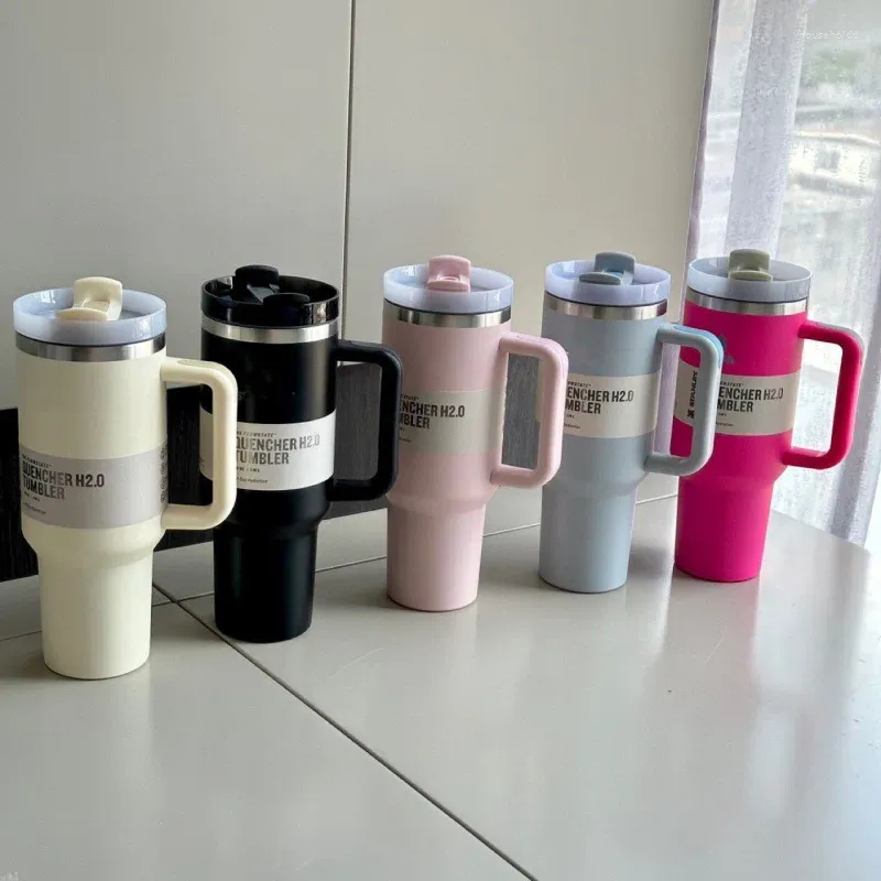 Mugs With Logo 40oz Stainless Steel Vacuum Insulated Tumbler Lid And Straw Thermal Travel Mug Coffee Cup