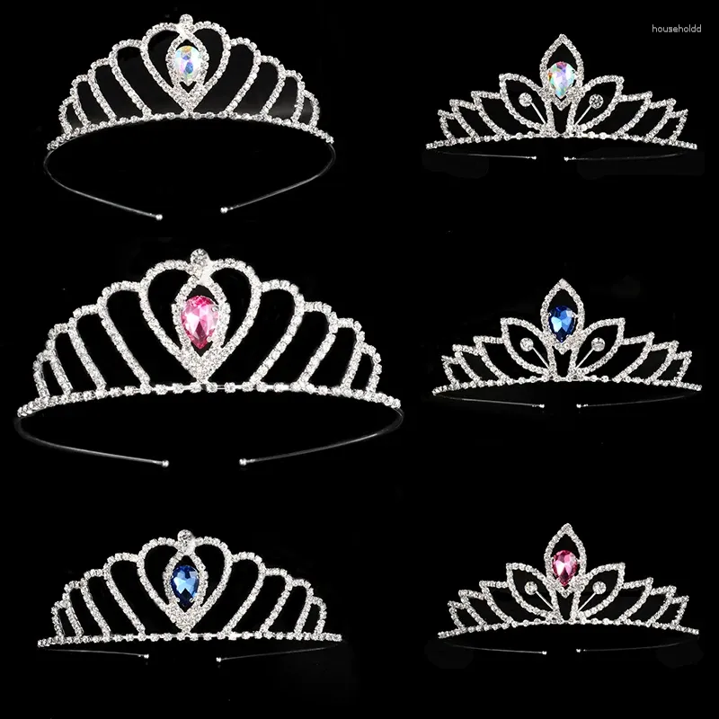 Haarspangen, Prinzessin, Kinder-Tiara, rote Brautkrone, Blumenmuster, Hochzeit, Brautaccessoires, goldener Schmuck, Kopfschmuck