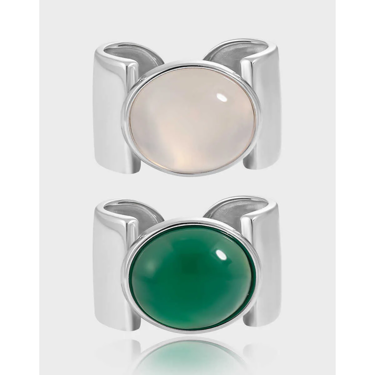 Bagues de bande 928 Style de niche Lumière Luxe Haut de gamme Tempérament Large Edition Brillant Incrusté Agate S925 Bague en argent sterling pour les femmes Crxt