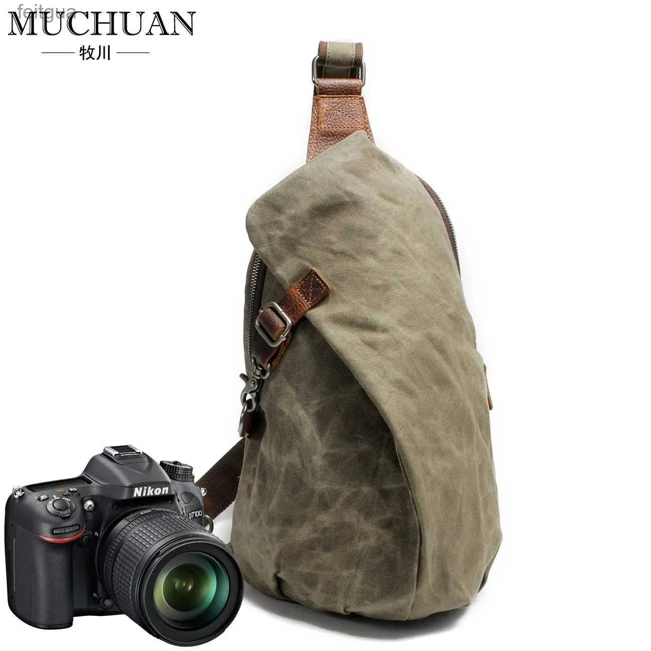 Acessórios para bolsa de câmera Óleo Cera Lona Patchwork Bolsa de couro genuíno Conceito Ombro único Capacidade multifuncional Fotografia Dslr Lens Bags YQ240204