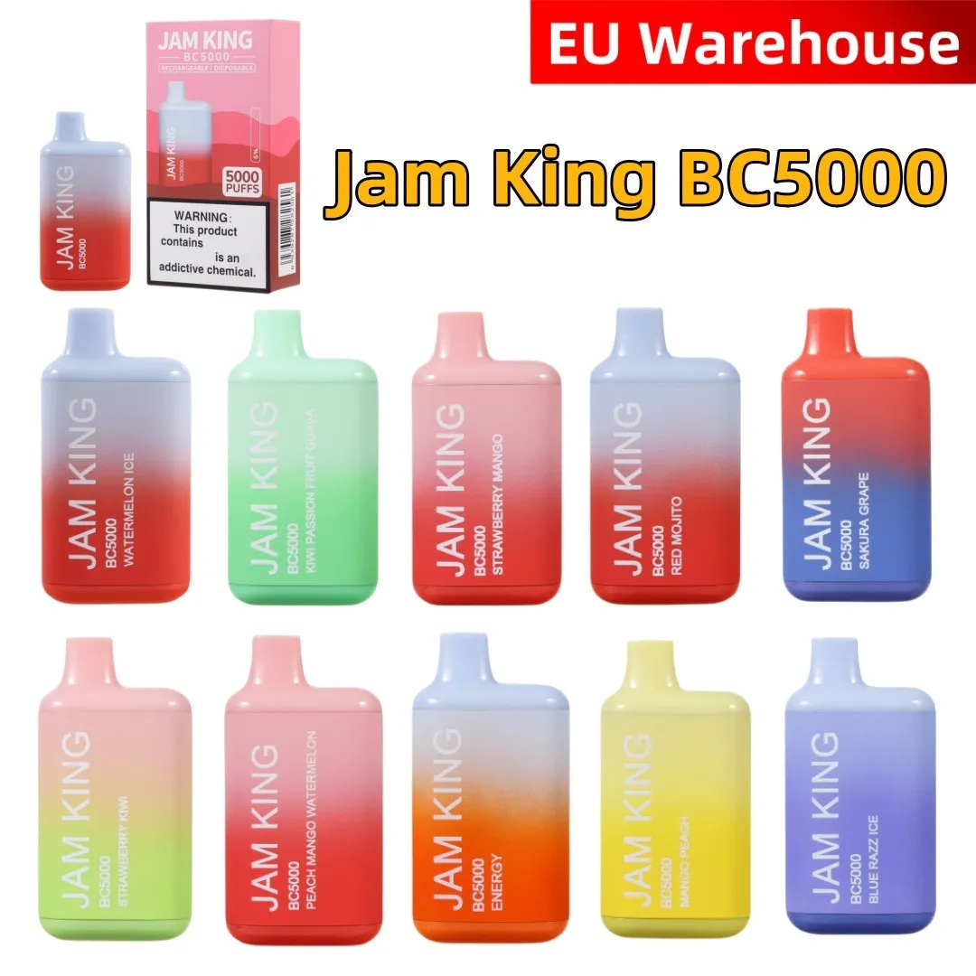 Jam King 5000 Vape Box 12 Flavors, 13ml Pod, Mesh Coil, Ohm Vapor, 650mAh Battery Rechargeable