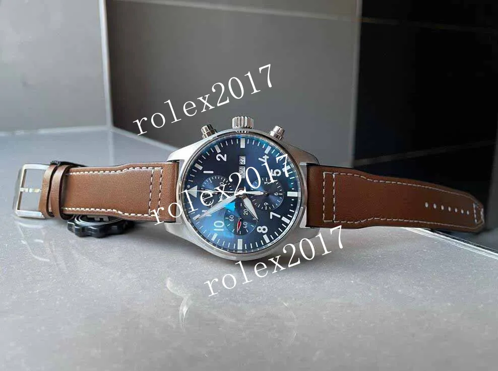 Relógio masculino Super Watch Business ZFF Factory 43MM Movimento Automático Cronógrafo Relógios Le Petit Prince 7750 SS Mostrador Azul em Pulseira de Couro