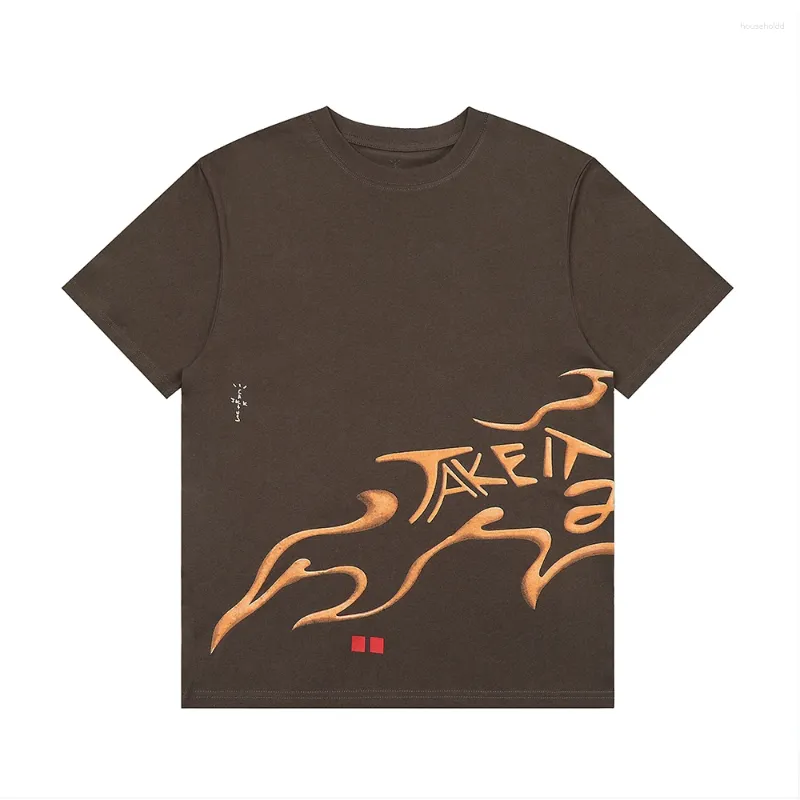 Мужские футболки High Street Flame Person Cactus Jack с короткими рукавами, летние футболки для мужчин и женщин с круглым вырезом Harajuku, винтажные хлопковые футболки