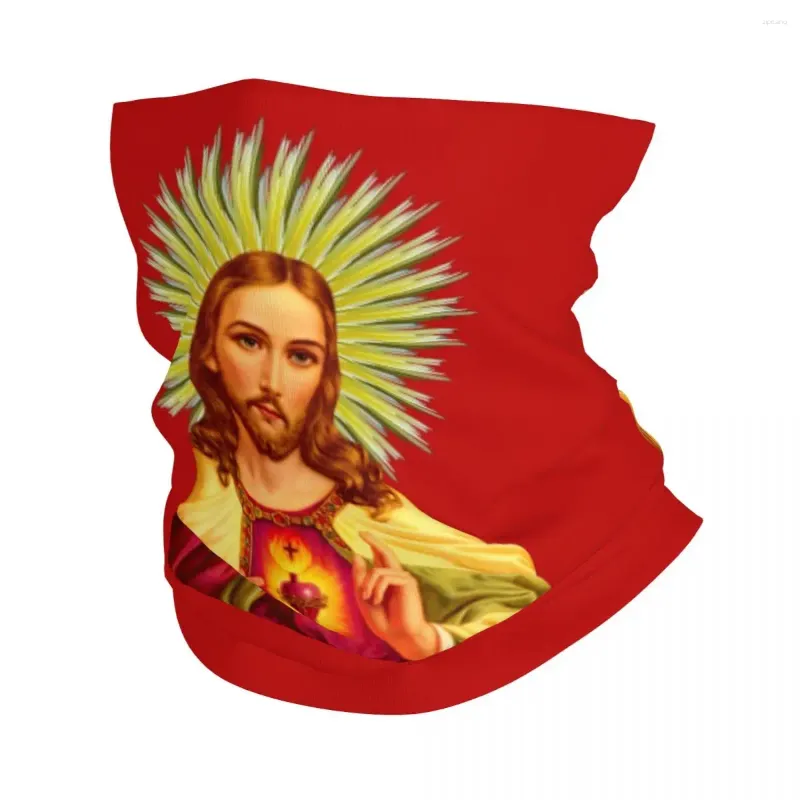 Eşarplar İsa Katolik Bandana Boyun Kapağı Kutsal Kalp Balaclavas Sihirli Eşarp Çok Fonksiyonlu Kafa Bandı Balıkçılık Unisex Yetişkin Yıkanabilir