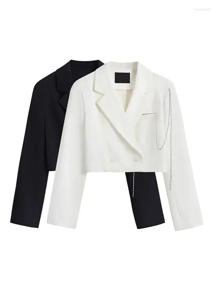 Women's Suits JMPRS Summer Women Thin Blazer Button Fashion Streetwear Long Sleeve Fall Crop Jacket Loos All-match Elegant Ladies Suit Coat