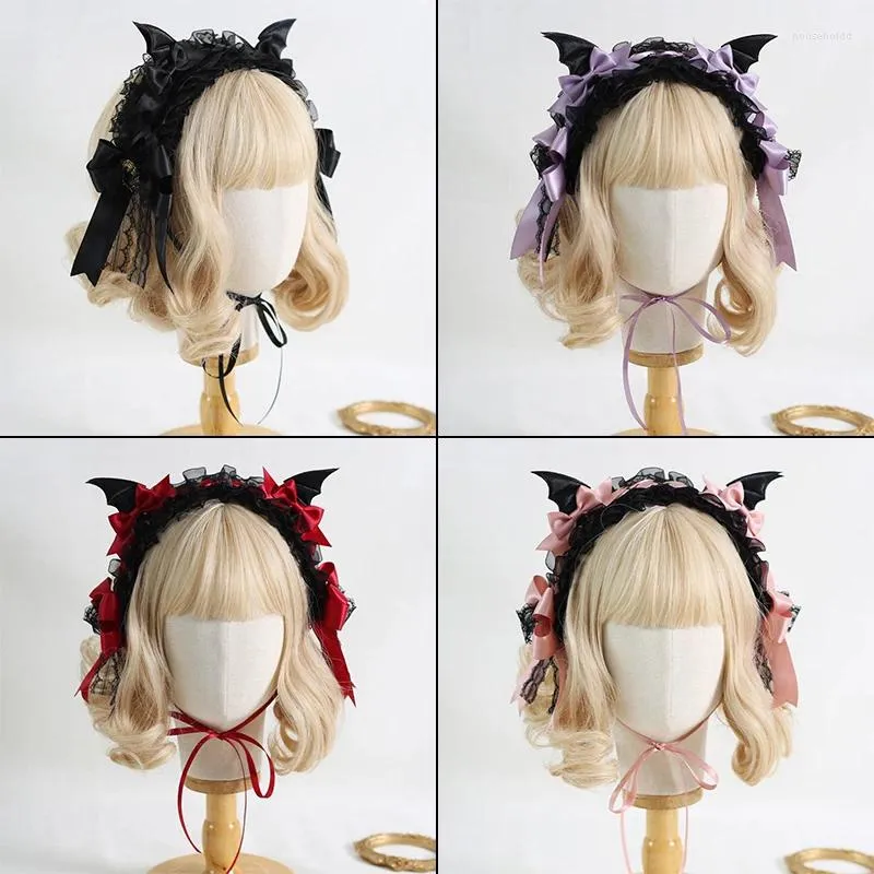 Fournitures de fête gothique noir chauve-souris maléfique épingle à cheveux bandeau Halloween Cosplay ornements de cheveux pince en dentelle fille femmes accessoires Lolita