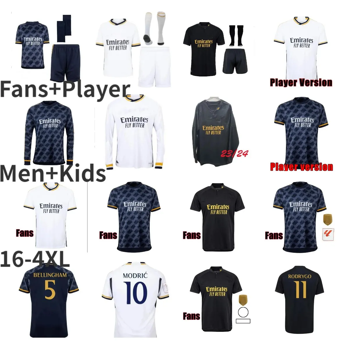 23/24 BELLINGHAM VINI JR soccer jerseys MBAPPE Tchouameni football shirt 2023 2024 Real Madrids CAMAVINGA Rodrygo MODRIC men kids ARDA GULER uniforms fans player 4XL