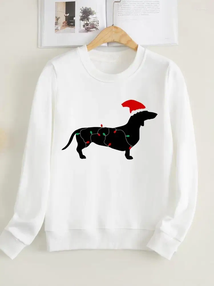 Women's Hoodies Dog Cartoon Cute Spring Winter Pullovers Women Fleece Clothing Year Fashion Christmas Print Female Graphic Sweatshirts