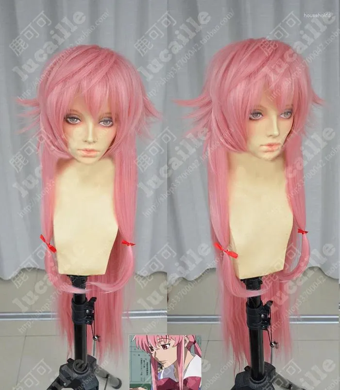 Party Supplies The Future Diary Mirai Nikki Yuno Gasai 100cm Long Peach Pink Heat Resistant Hair Cosplay Costume Wig Cap