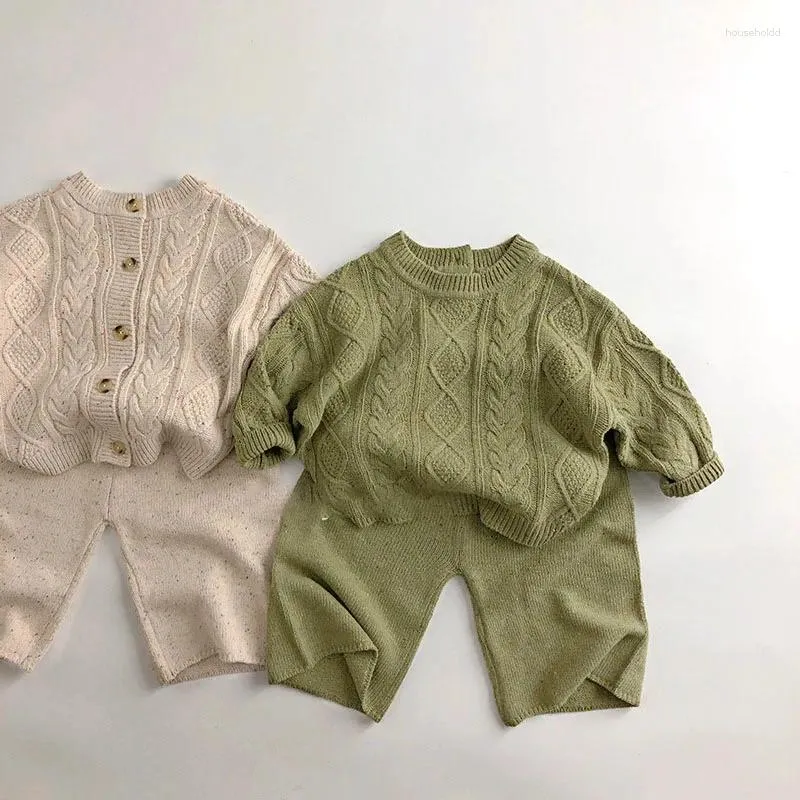 Bekleidungssets MILANCEL 2024 Kinder-Set, lässige Pullover und Strickhosen, Jungen-Pullover-Anzug