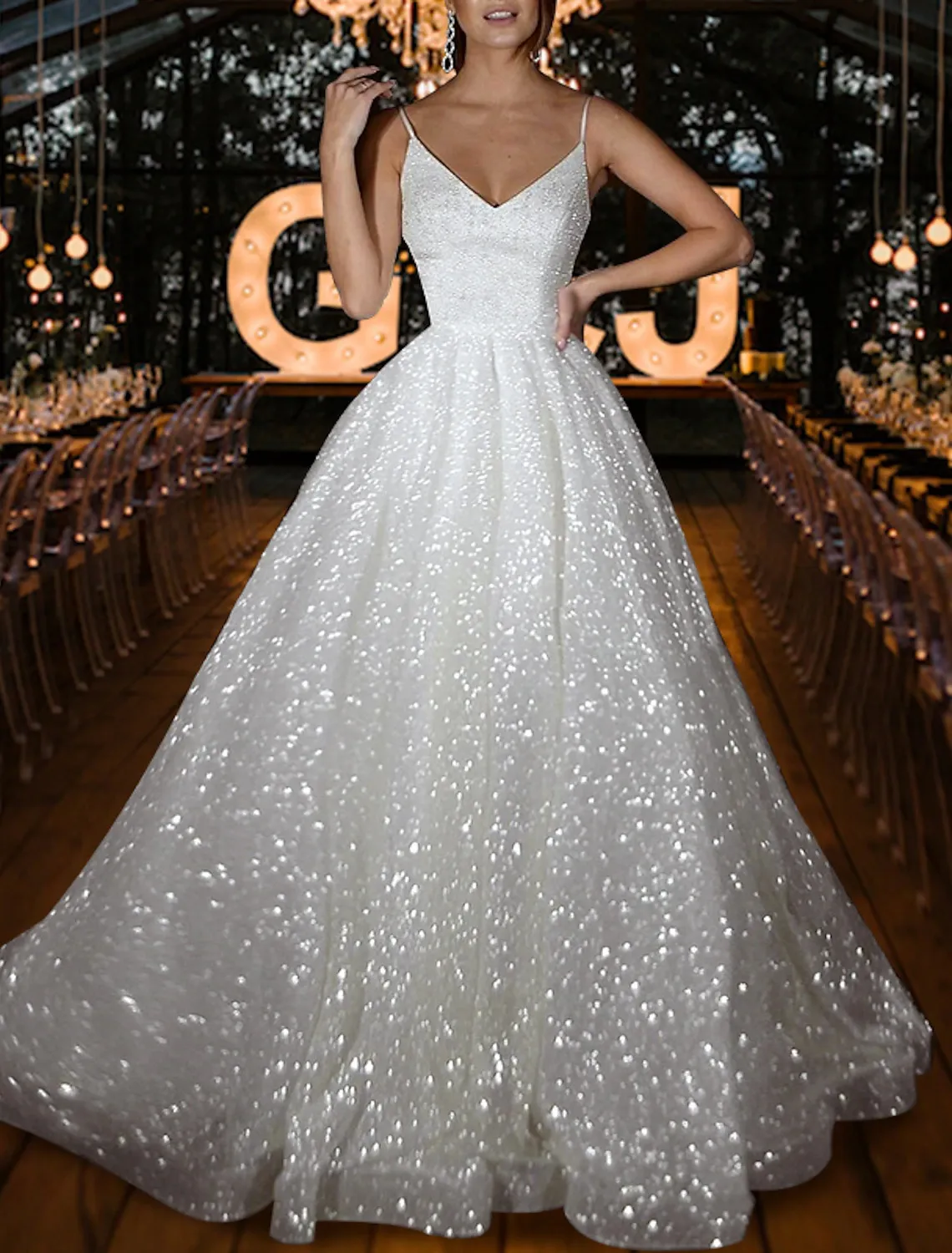 De Mariee Glitter White V Neck Bridal Gown Custom Plus Size Robe For Weddings From Bestonesell 111.86 DHgate.Com