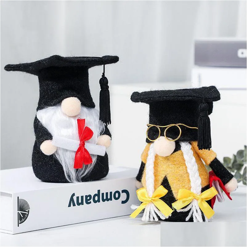 Autres fournitures de fête festives Graduation Gnomes Noir Vert Scandinave Tomte Nordic Graduate Figurine pour Grad / Enseignant présente Dro Dhh2D