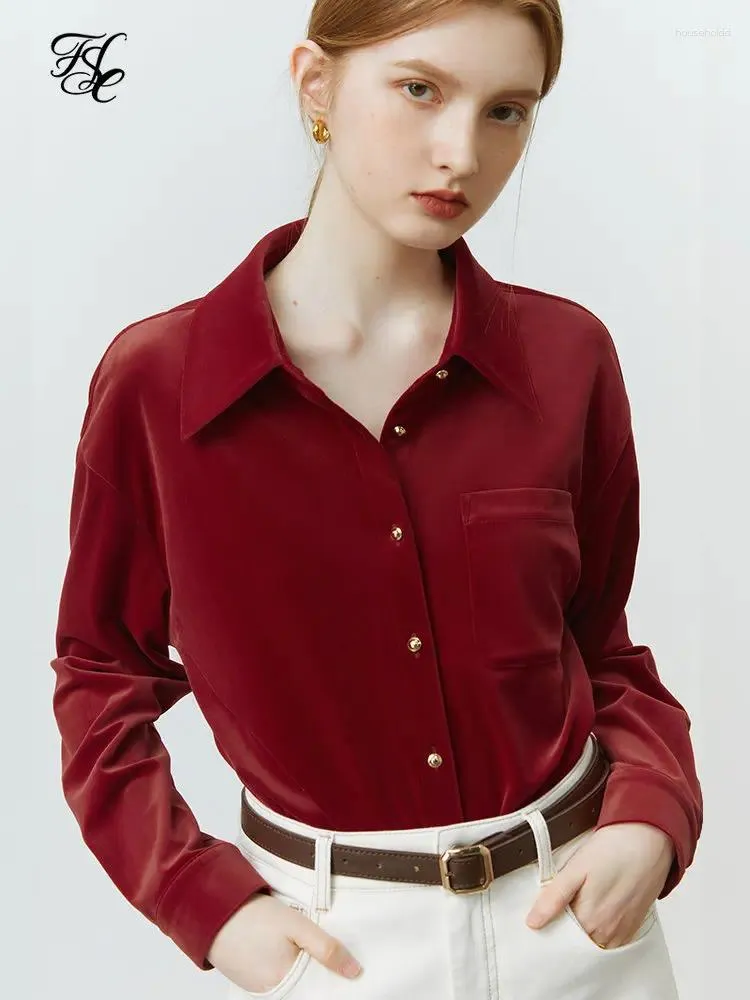 Damesblouses FSLE French Chic Little Top 2024 Winter fluwelen warm shirt voor dames Elegant All-match Office Lady Noodzakelijke Commuter Shirts