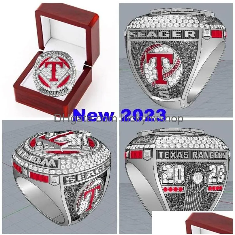 2022 2023 Baseball Rangers Seager Team Champions Anello da campionato con scatola di visualizzazione in legno Souvenir Men Fan Gift Brithday Drop Deliver Dhx3M