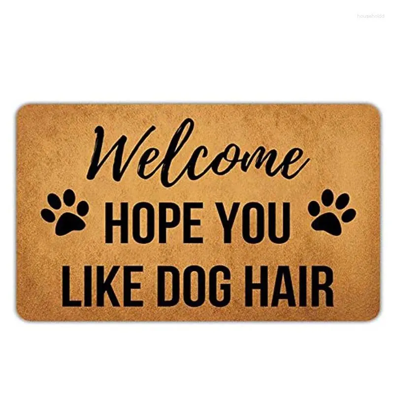 Carpets Fußmatte „Hope You Like Dog Hair Welcome“, maschinenwaschbar, mit Flanellrückseite, rutschfester Eingangsteppich für Haustür/Garten/Küche/Schlafzimmer