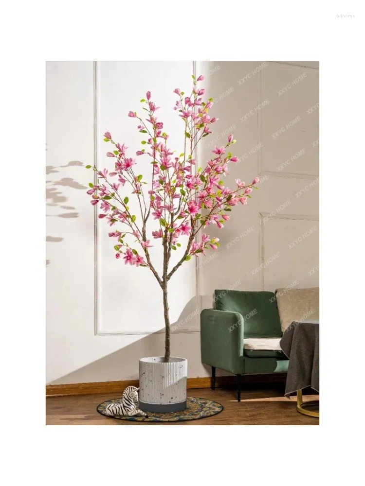 Fleurs décoratives arbre d'imitation Magnolia Kapok floriculture et fausse fleur plante verte arbres plancher bonsaï salon vitrine