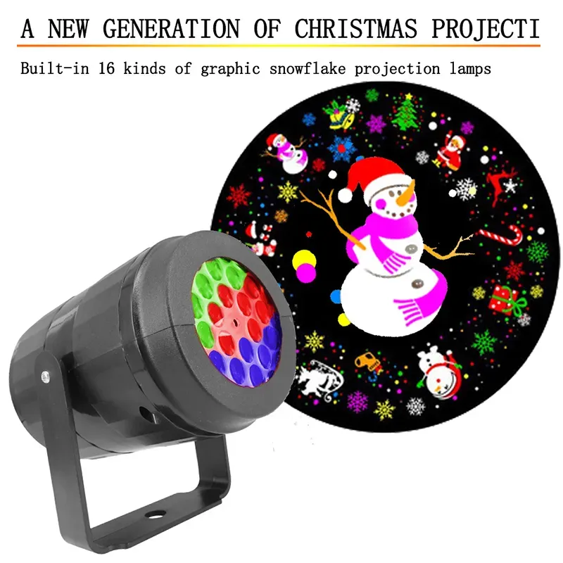 16 Patterns RGB Christmas Laser Projection Lamp Snowflake Projector Light