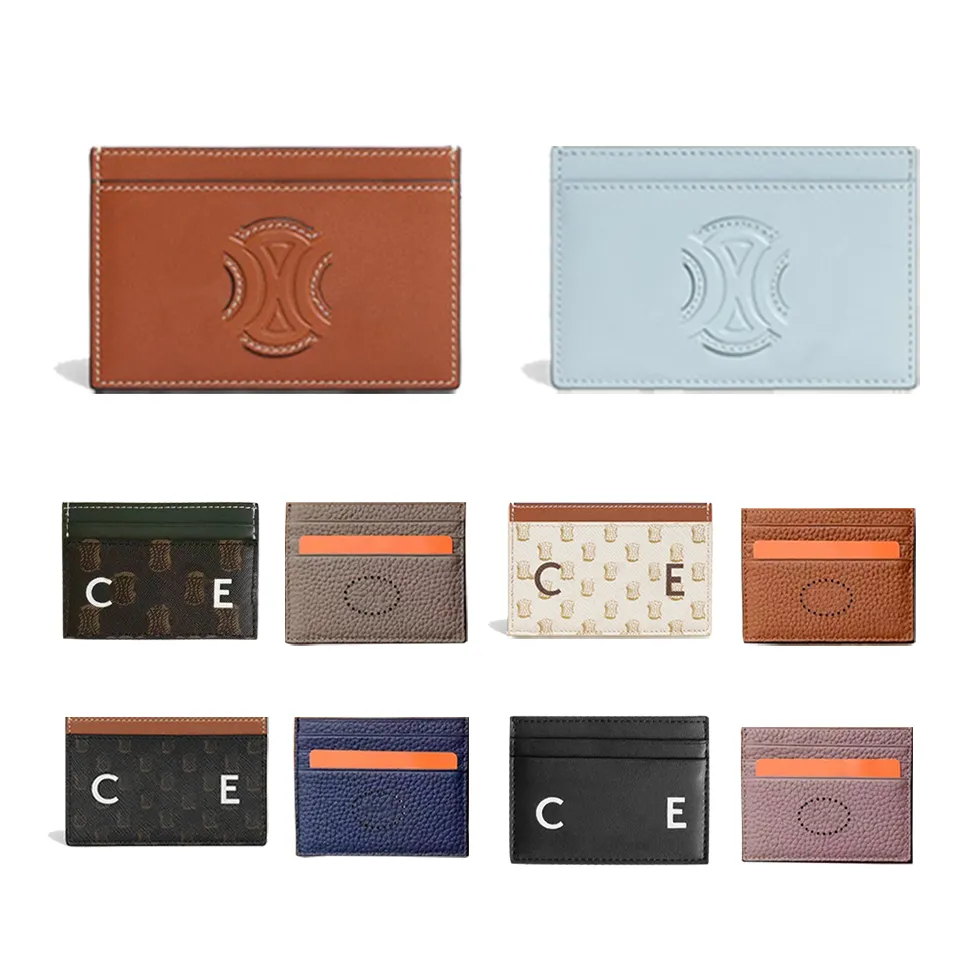 Luxury womans cel wallet card holders designer key pouch Coin Purses smooth sheepskin real Leather Mens wallets cardholder purse With box designer bag