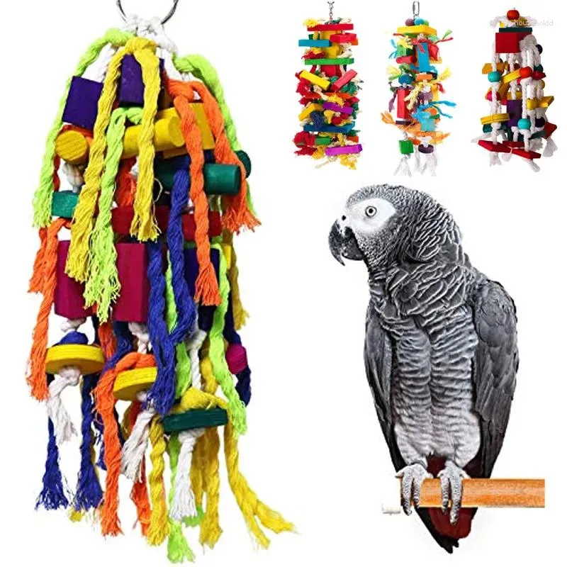 Other Bird Supplies Parrot Chewing Toys Cage Bite Wooden Block Tearing For Conures Cockatiels African Grey Budgie Parakeet