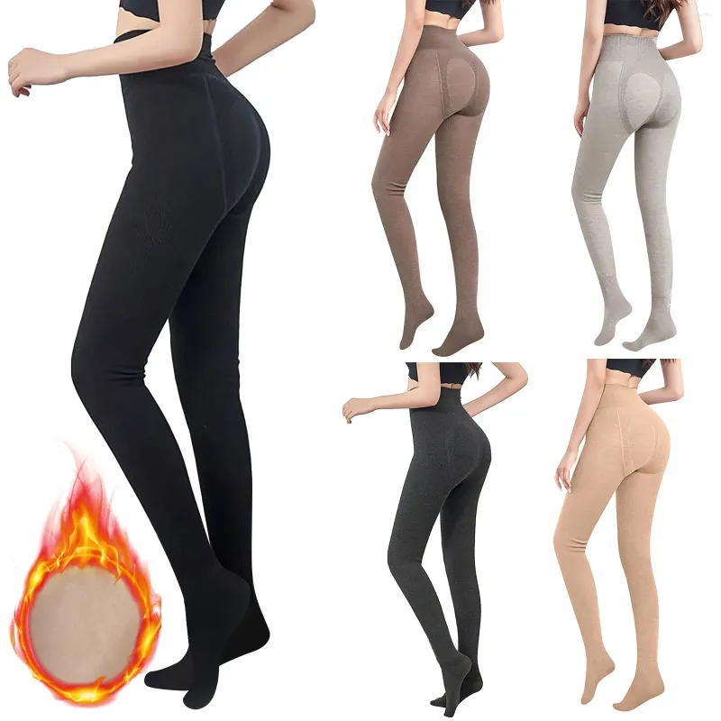 Leggings d'hiver épais et extensibles pour femmes, collants/neuvième pantalon, slim, chaud, haut sexy, bas hauts, cuisses, noir