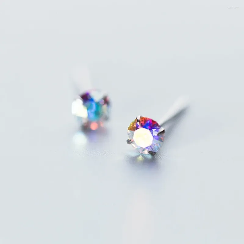 Studörhängen Korean 925 Sterling Silver Mini Colorful Ziron Crystal For Women Kids Wedding Party Jewelry Gift Female Pendientes