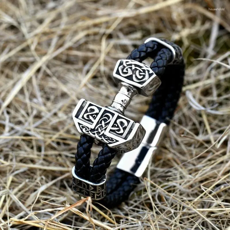 Bracelets porte-bonheur En Gros Goutte Homme De Haute Qualité Gènes En Cuir Viking Tomahawk Bracelet Bracelet Bijoux BC-L059