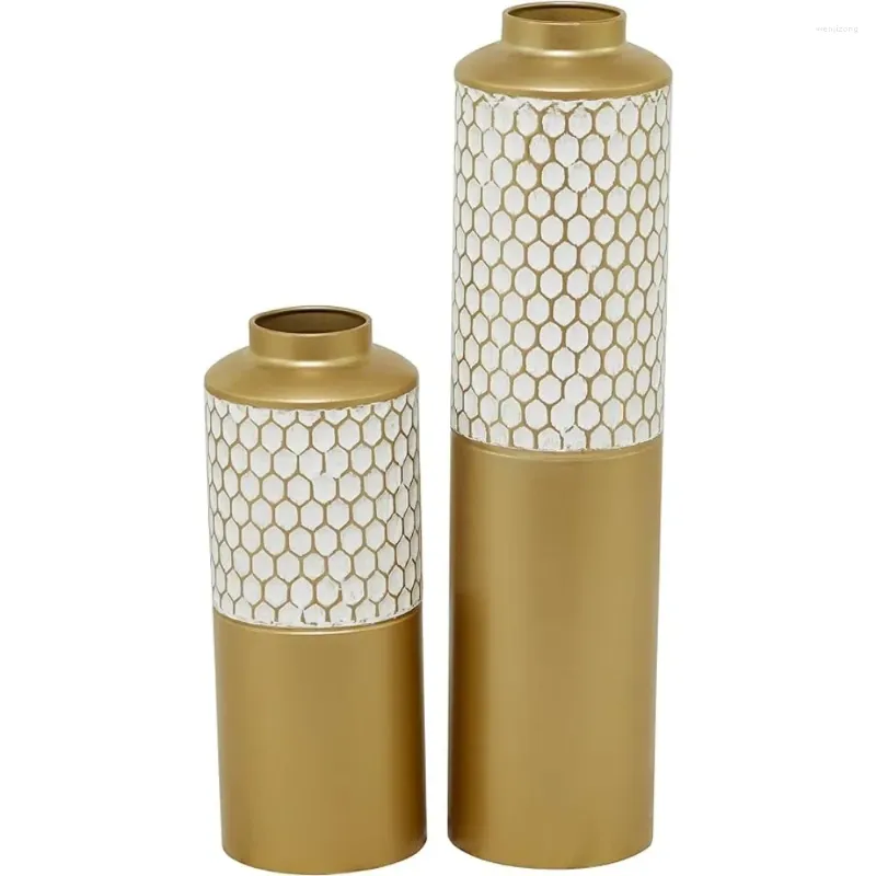 Vase 14 "h装飾の家の装飾金属ハニカム花瓶セット22"金の貨物貨物無料装飾庭園