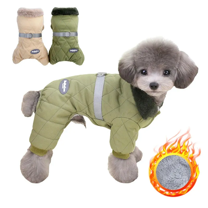 Hundeoverall mit Pelzkragen und D-Ring, Winterkleidung für kleine Hunde, Welpen-Overall, Chihuahua-Jacke, Pudelkostüme, Haustiermäntel 240131