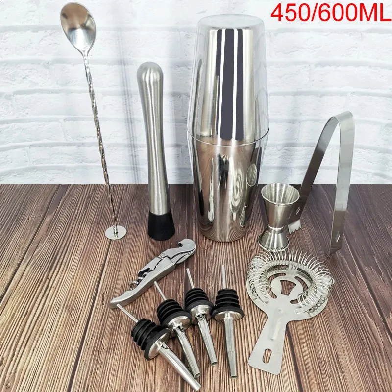 Premium Cocktail Shaker Bar Tools Set 11 piece Stainless Steel Bartender Kit with Many Accessories Reusable Ice Cubes 240119