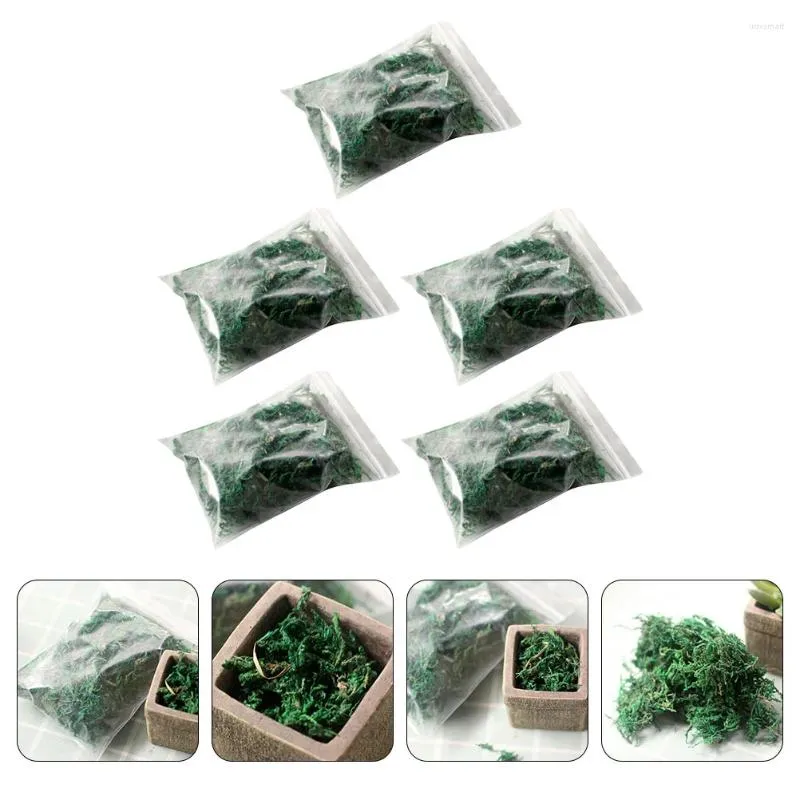 Decorative Flowers 5 Packs Artificial Moss Prop Flowerpot Landscaping Imitation Plant Nylon Fairy Garden Plants