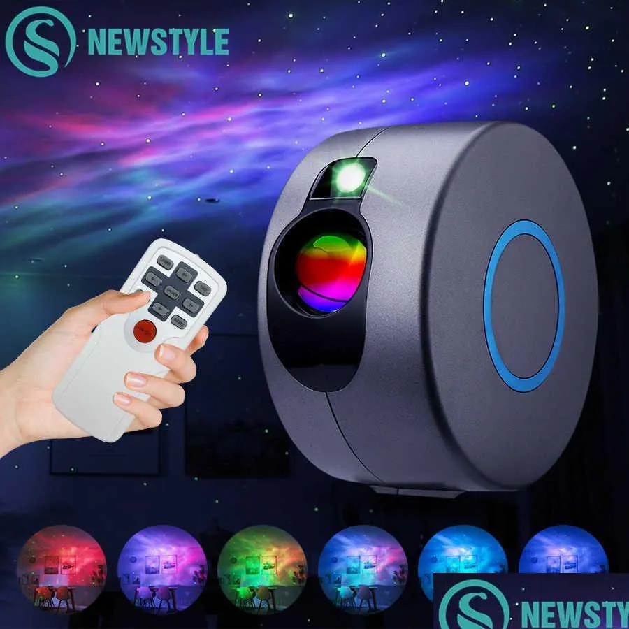 Other Home Decor Laser Galaxy Starry Sky Projector Rotating Water Waving Night Light Led Colorf Neba Cloud Lamp Atmospher Bedroom Besi Dhetq