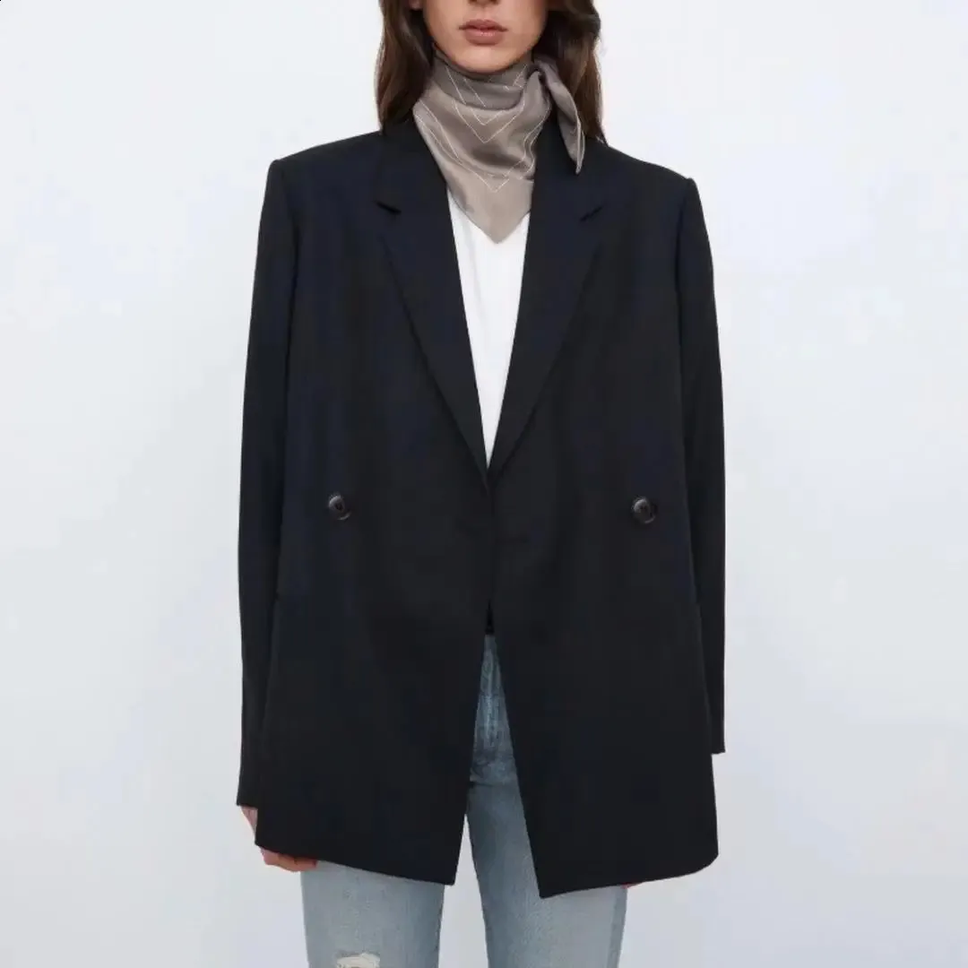 Doublebreasted Blazer Casual Loose Collar Women Coat Shoulder Pads Lapel Autumn Suit Minimalist Style No tags on the collar 240202