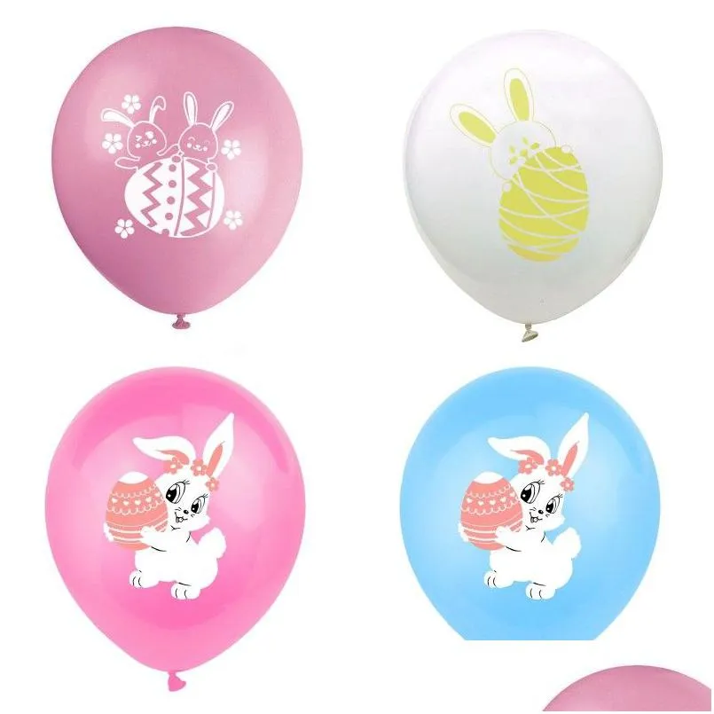 Inne imprezy imprezowe dostarcza 12 cali wielkanocne balony lateksowe jajko królika wydrukowane okrągłe urocze balerowe balonowe zapasy Drop dostarczenie dhog4