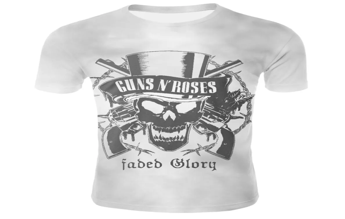 T-shirt Afdrukken Ronde Hals Korte Mouw Rock Band Zwart Wit Schedel Mannen Straat Tshirt Punk Stijl Aziatische Size3634521