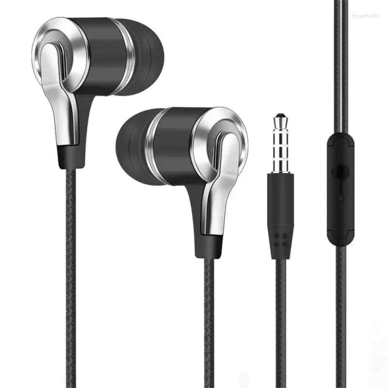 Fones de ouvido com fio 3.5mm fones de ouvido esportivos com baixo fone de ouvido estéreo microfone controle de volume música