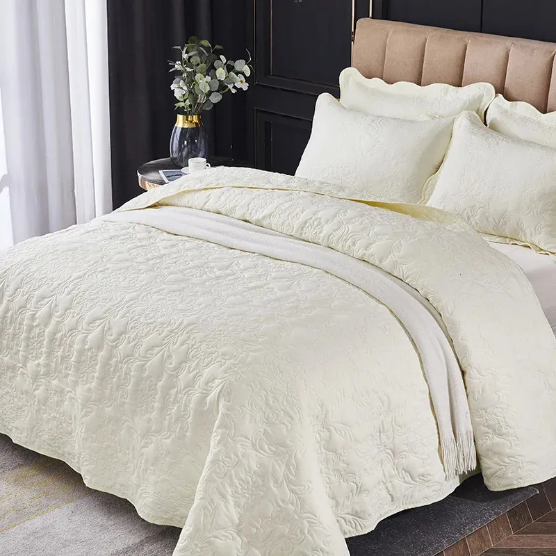 Wysokiej jakości stały kolor pikowany Bedspread 220x240cm Nordic Style dekoracyjny łóżko okładki beżowy szary okładka łóżka 240202