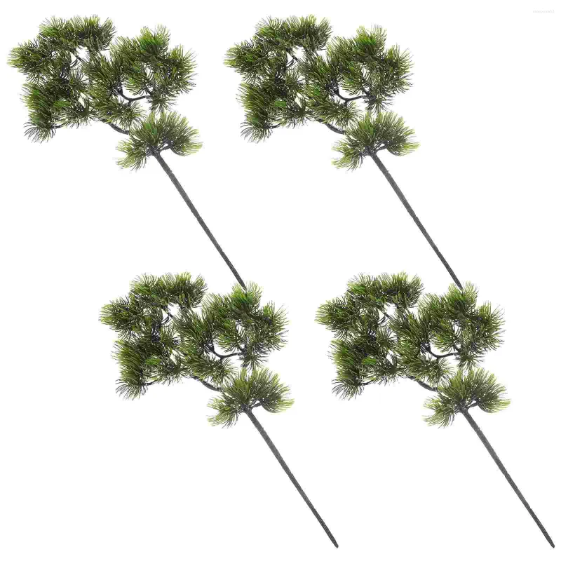 Fleurs décoratives, 4 pièces, simulation de Branches de pin de Thuja, décoration de paysage, feuilles artificielles en plastique, ornement