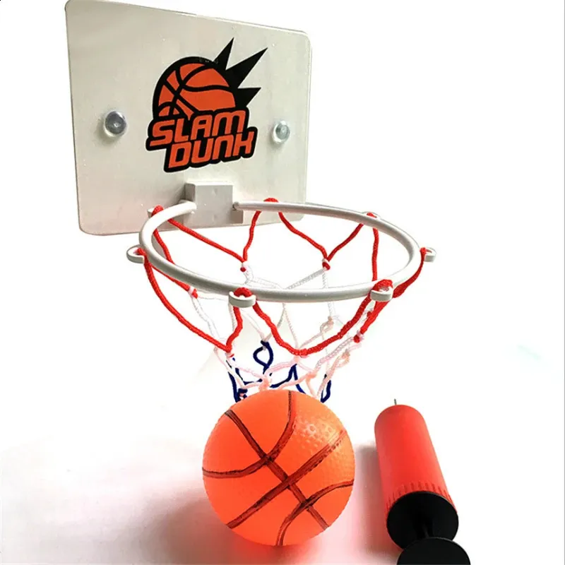 Mini panier de basket-ball Kit intérieur en plastique basket-ball panneau de basket-ball de sport à domicile cerceaux de balle pour enfants jeu drôle jouets de salle de bain 240118