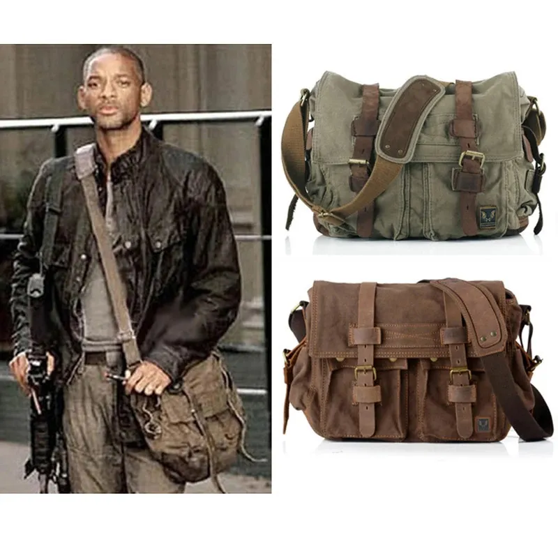 IO SONO LEGGENDA Will Smith militare Canvas Borsa a tracolla da uomo in vera pelle Borsa a tracolla in tela Borsa a tracolla da uomo Borsa a tracolla casual 240130