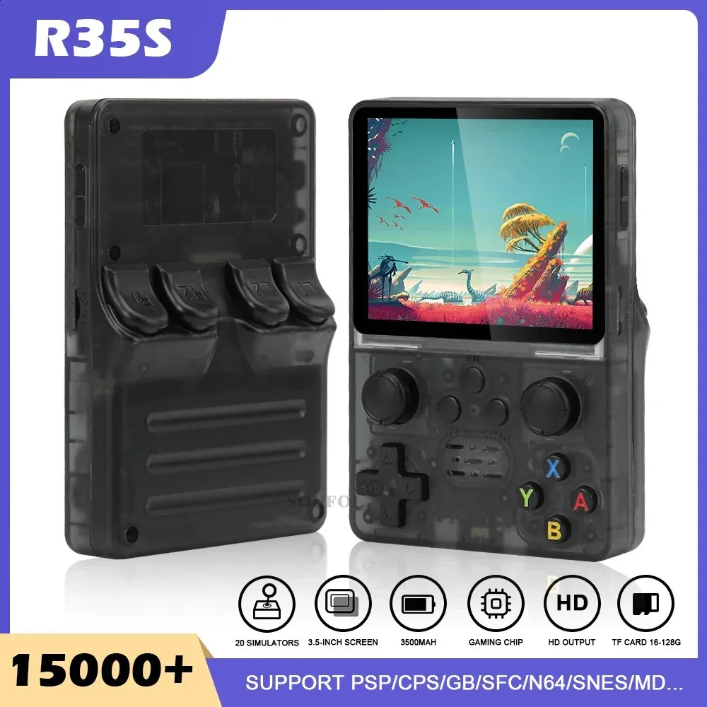 R35S Retro Handheld Video Game Console 3.5Im IPS Screen Mini Portable Game Player 15000 Games Classic Gaming Emulator Gift 240124