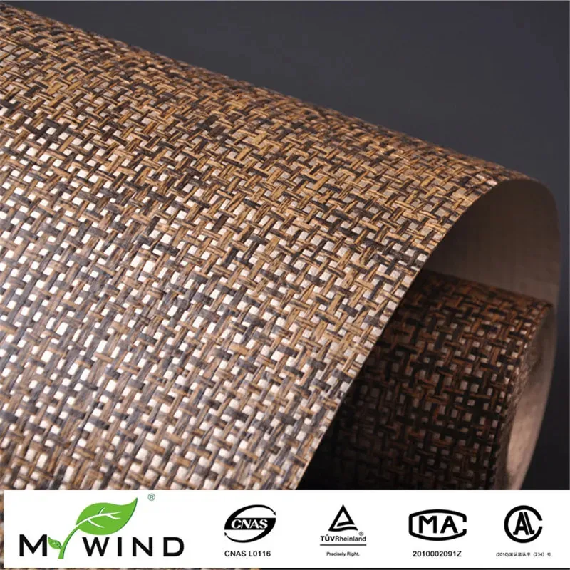 Promotion Ligth Gold Brown Grasscloth Paper Weave Wall Textured Natural Fabric Wallpaper For Living Room Home Decoration 240122